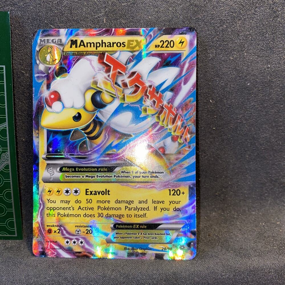 M Ampharos EX 28/98 XY Ancient Origins Mega EX Ultra Rare Holo 220 HP 120+